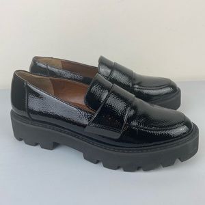 Franco Sarto Women's Brindy Lug Sole Platform Loafers Sz 7.5 Faux Patent Leather